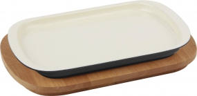 Блюдо прямоугольное + деревянная подставка